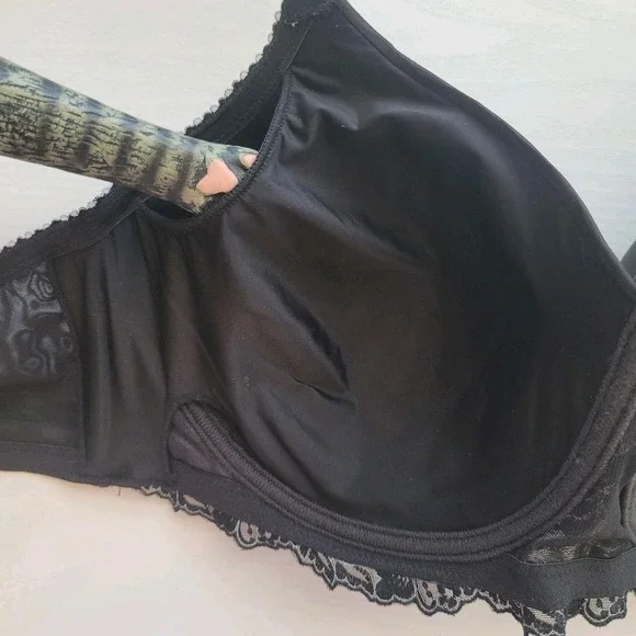 Amoena 38D Arielle SB 44557 Mastectomy Pocker Bra Black White Soft No Underwire - Picture 10 of 14